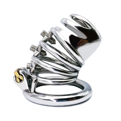 Split-Front Open Spiked Chastity Cage, F3103