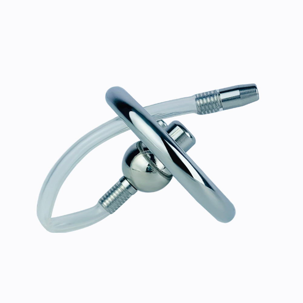 Negative Ball Inverted Steel Flat Chastity Cage with Catheter, F3157