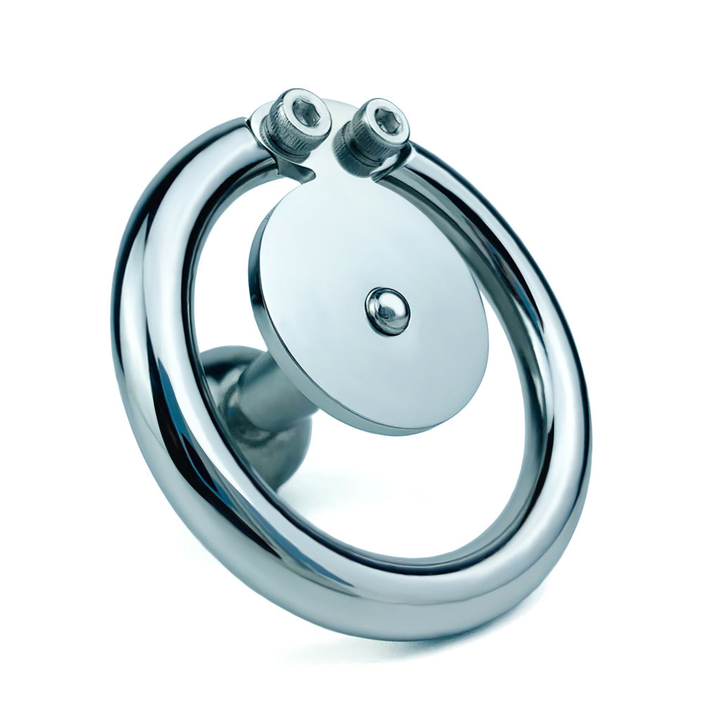 Flat Disc Chastity Cage With Inverted Steel Long Bar Ball, F3162