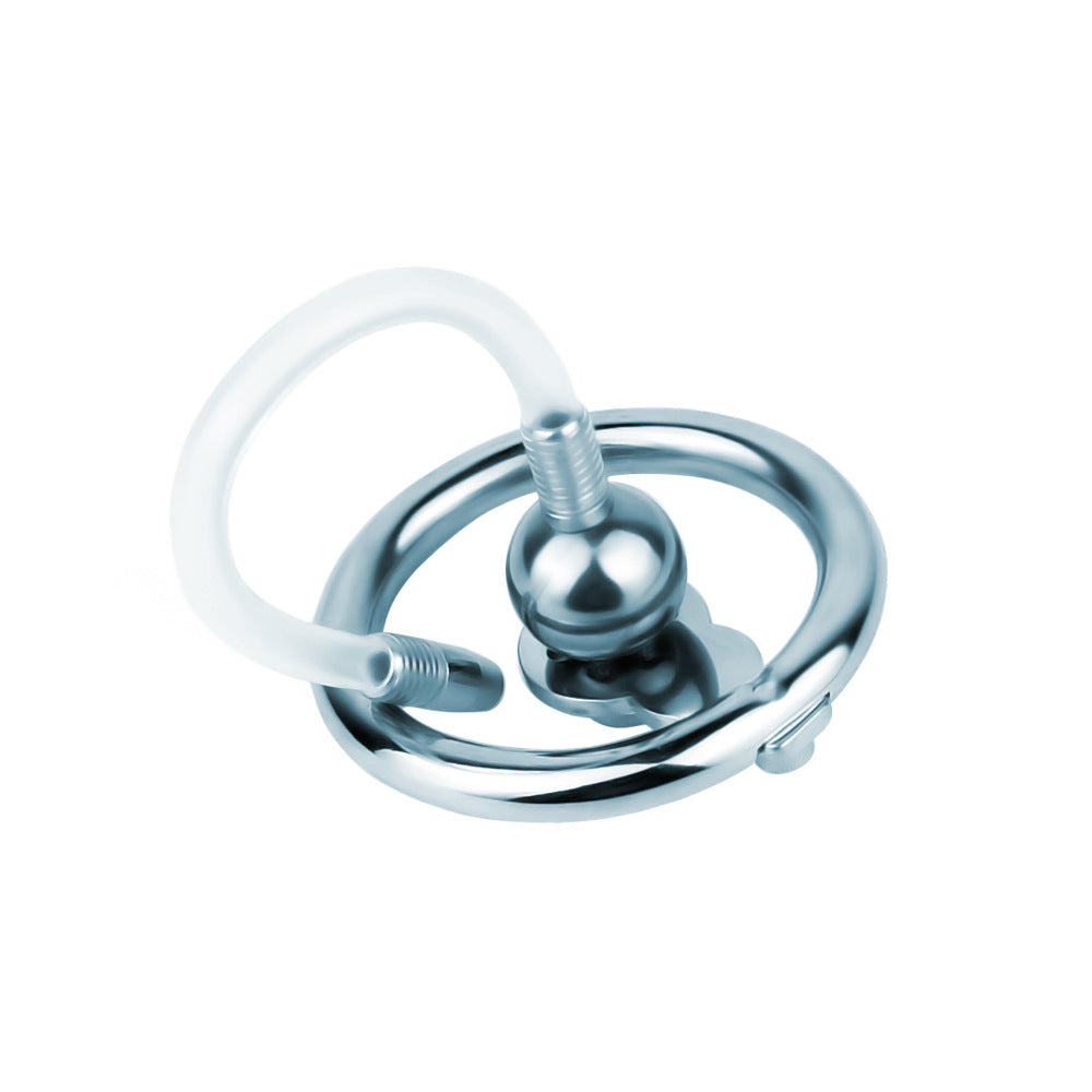 Negative Ball Flat Chastity Cage with Catheter, F3109