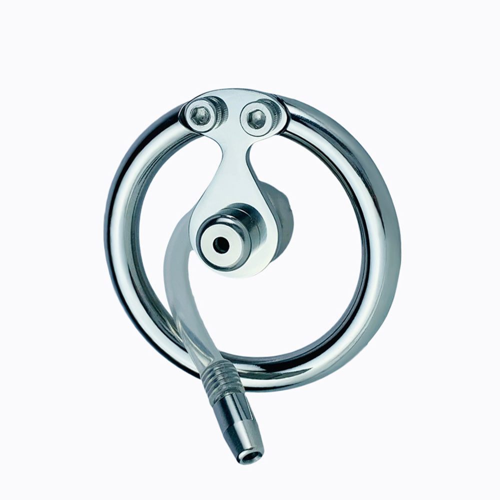 Negative Ball Inverted Steel Flat Chastity Cage with Catheter, F3157