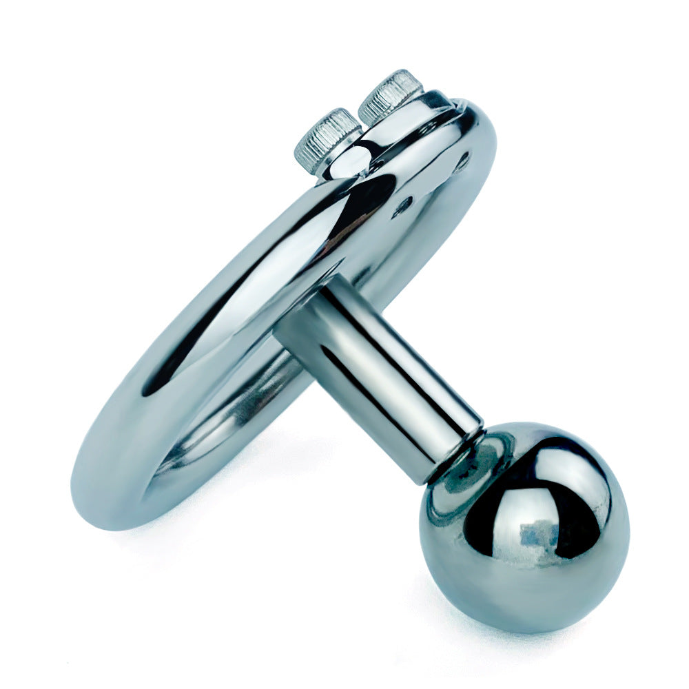 Flat Disc Chastity Cage With Inverted Steel Long Bar Ball, F3162