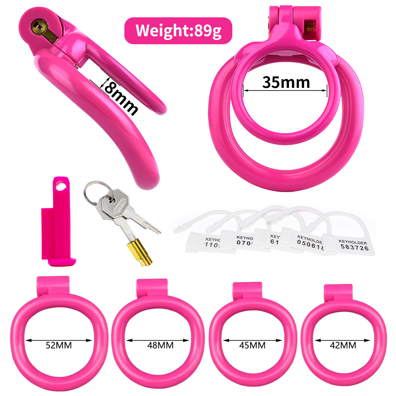 3D Printed Pink Dual Cock Ring Chastity Cage | F3215 - FRRK