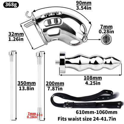 Spiked Chastity Cage With Enema Butt Plug | F3100K - FRRK