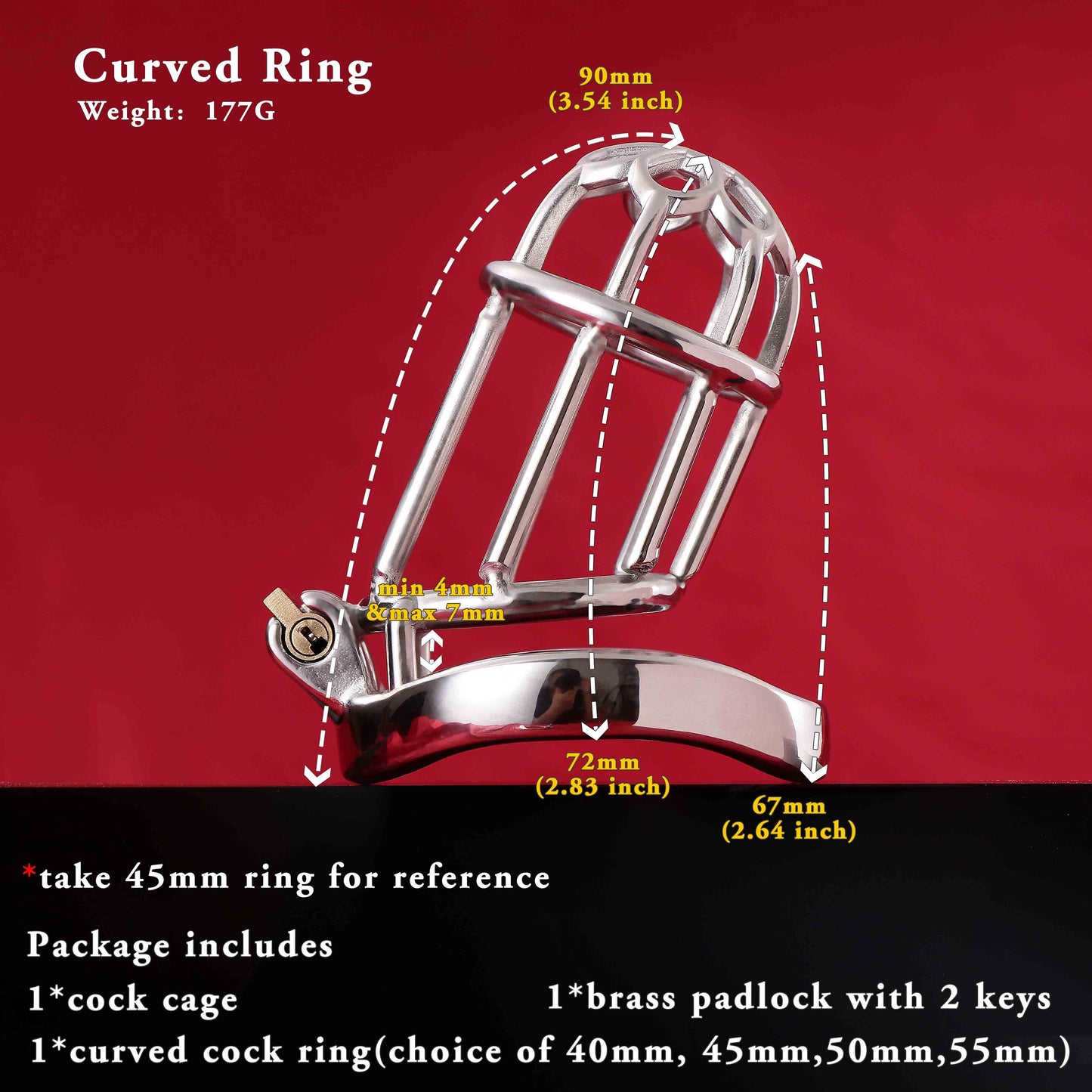 Male Chastity Full Steel Lock-Cock Penis Cage, F3010