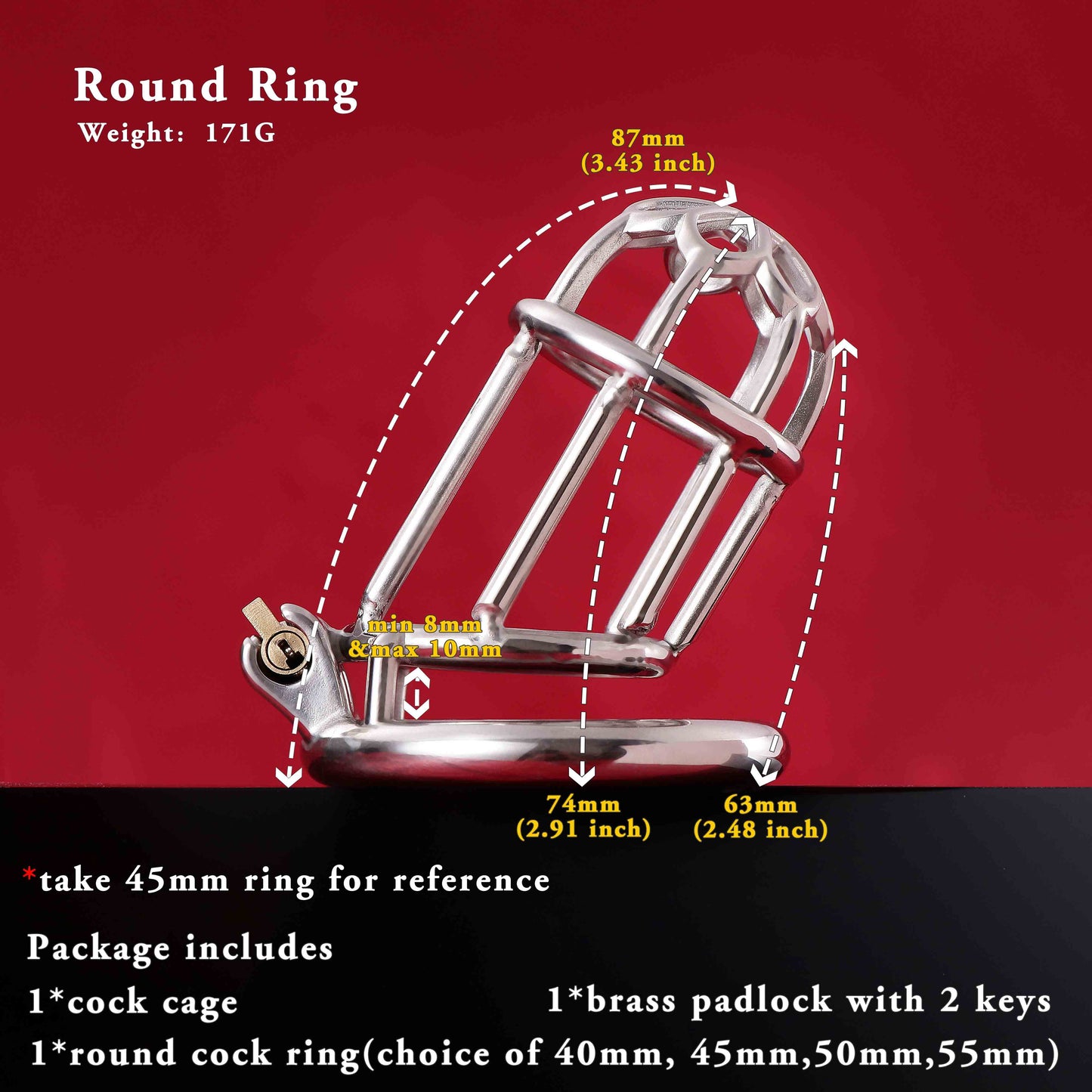 Male Chastity Full Steel Lock-Cock Penis Cage, F3010